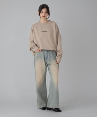 WEGO 【ユニセックス着用ITEM/ウエスト調整可】フレアデニムパンツ デニム淡加工色