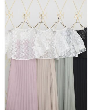 earth music&ecology ＳＥＴ２点　オーガンジー刺繍＋プリーツワンピース Pink