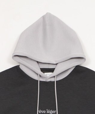 WEGO 【ユニセックス着用ITEM/MLサイズ展開】ワンポイントバイカラープルパーカー ブラック中濃色