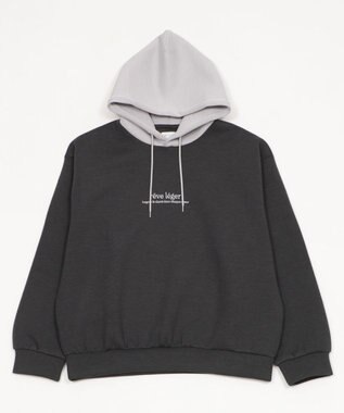 WEGO 【ユニセックス着用ITEM/MLサイズ展開】ワンポイントバイカラープルパーカー ブラック中濃色