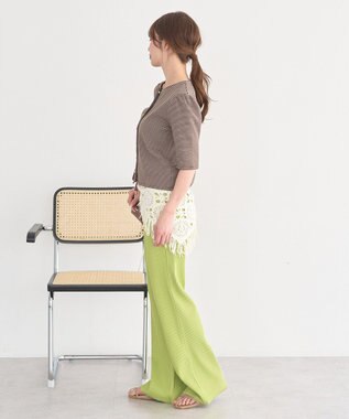 earth music&ecology ゴールドボタンボーダーカーディガン Brown
