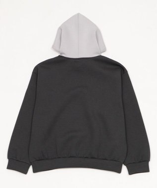 WEGO 【ユニセックス着用ITEM/MLサイズ展開】ワンポイントバイカラープルパーカー ブラック中濃色