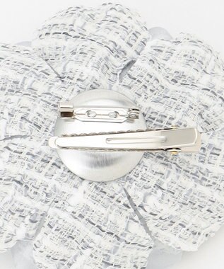 J.PRESS LADIES ツイード コサージュ ライトグレー系