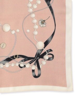 TOCCA PEARL WITH RIBBON WOOL SILK SQUARE STOLE ストール ベージュ系