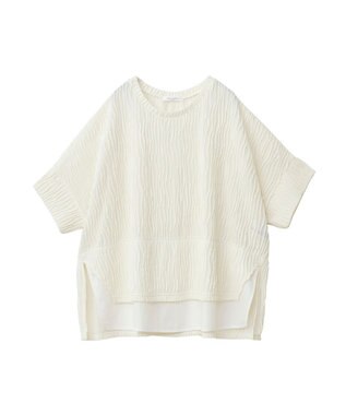 Green Parks カットジャガード裾ドッキングプルオーバー Ecru