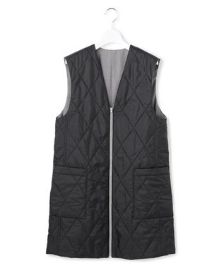 ICB 【洗える・リバーシブル着用可】T/Wツイルキルト リバーシブル パディング ジレ ライトグレー系