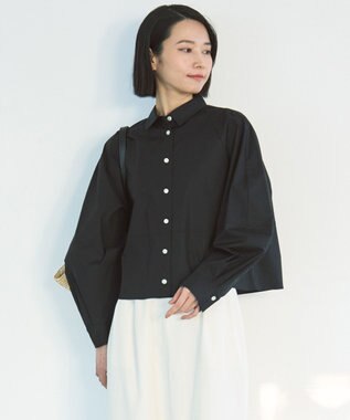 UNFILO コットンブロード フォルムシャツ ブラック