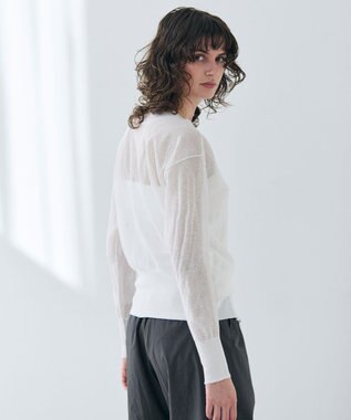 BEIGE， 【洗える・Oggi 7月号掲載】LUPINUS / 前後2WAYシアーニットカーディガン Ecru