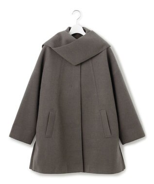 J.PRESS YORK STREET 【WOMEN】NEEDLE JERSEY マフラー付コート グレー系