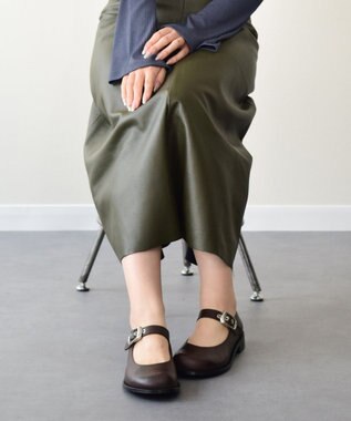 INTER-CHAUSSURES 【ANGEL ALARCON】オブリークトウストラップシューズ ダークブラウン