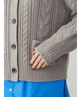 Green Parks ケーブル釦ニットカーディガン Gray