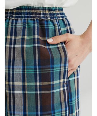 Green Parks 綿麻混イージータイトスカート Check Brown