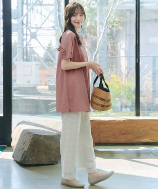 Tiaclasse L 【おのののかさん着用】「サマケア」バックヨークフリルチュニック ピンク