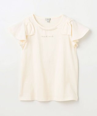 ANY KIDS パール リボン Tシャツ エクリュ