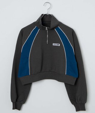 WEGO パイピング切替ショートハーフZIPスウェット スミクロ