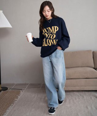 WEGO 【2025年秋冬新作】フラッフィーグラフィックニットBIGプルオーバー 柄7