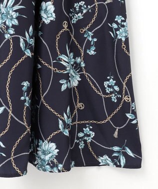 ANY SIS L 【洗える】スカーフデザインプリント ワンピース ネイビーベース