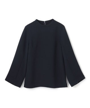 uncrave 【防シワ・洗濯機洗い可】ウォッシャブルダブルクロス スリットスリーブ ブラウス（uncrave STANDARD） ネイビー