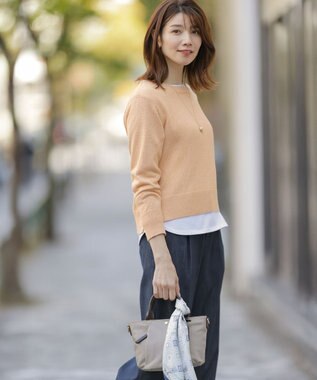 J.PRESS LADIES ベーシックジャージー シャツテール カットソー ホワイト系