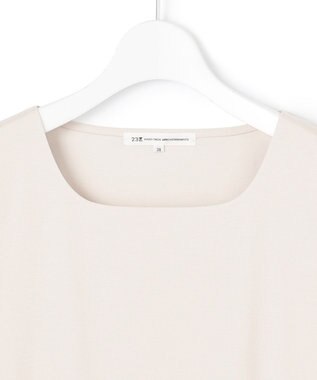 23区 L 【洗える】ダブルスムース スクエアネック カットソー アイボリー系