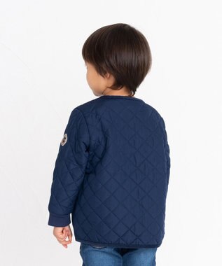MIKI HOUSE HOT BISCUITS 【80-120cm】 抗菌・抗ウィルス ノーカラー キルティング 中綿ジャンパー 紺