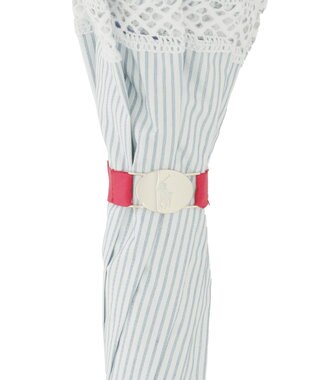 MOONBAT 【遮光/晴雨兼用日傘】POLO RALPH LAUREN（ポロラルフローレン）折りたたみ日傘 ストライプフリル 遮熱 遮光 UV ダークブルー