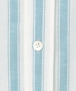 自由区 L 【洗える】テンセルリネンデザイン ブラウス オフ×ブルーストライプ