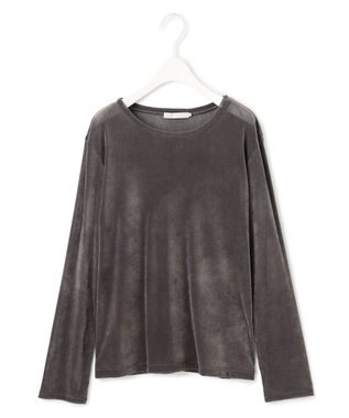 ICB L 【洗える】フロッキーベロア プルオーバー チャコール系