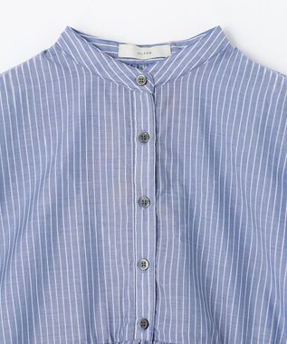 ANY 半袖ティアードブラウス ネイビー×ストライプ