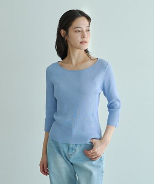 YECCA VECCA 袖釦7分袖リブニット Off White