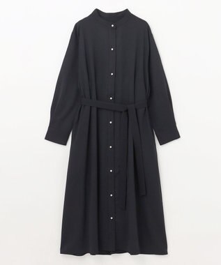 ANY 【洗濯機可能/ストレッチ】ウールライク前開きワンピース ネイビー