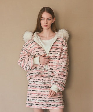 GRACE CONTINENTAL ツイードコンビショートブルゾン