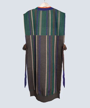 COQ CROSS STRIPE ロングベスト グリーン