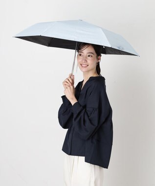 MOONBAT 【WEB限定/ 遮光率100％/遮熱/UV】POLO RALPH LAUREN（ポロ ラルフローレン）晴雨兼用日傘 ワンポイント ポロポニー シャンブレー 無地 折りたたみ傘 ペールスカイ