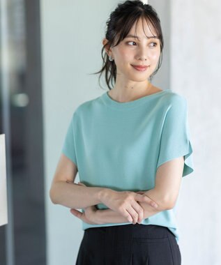 ANY SIS S 【接触冷感・UVカット・洗える】ビューティクール フレンチ ニットＴ アクアブルー