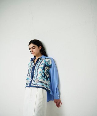 GRACE CONTINENTAL マリンスカーフコンビシャツ ブルー