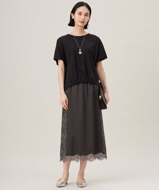 自由区 【洗える】サテンレース スカート バーント×バーント