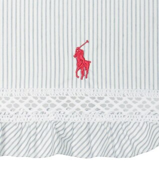 MOONBAT 【遮光/晴雨兼用日傘】POLO RALPH LAUREN（ポロラルフローレン）折りたたみ日傘 ストライプフリル 遮熱 遮光 UV ダークブルー