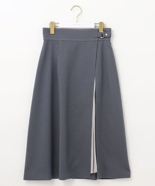 ANY SIS 【洗える】パール調ポイントツイル スカート シャンブレーブルー