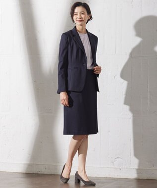 J.PRESS LADIES 【セットアップ対応・洗える・抗菌防臭】T/Cポンチ テーラード ジャケット ネイビー系