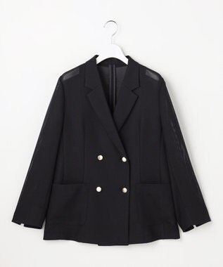 ANY SIS L シアーメッシュ ダブルジャケット ネイビー