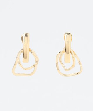 ANY 【WEB限定】オーバルダブルリングピアス(両耳用) ライトゴールド