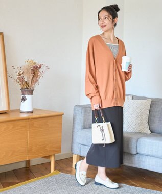 WEGO 【ユニセックス着用ITEM/MLサイズ展開】ドロップショルダーカーディガン オレンジ