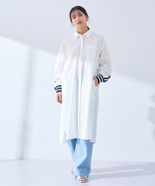 YECCA VECCA リブMIXシャツワンピース Off White