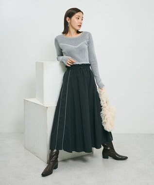 Green Parks ・ＡＮＤＳＥＡＲＣＨ　リブフェイクレイヤードニット Gray