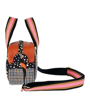 tsumori chisato CARRY マルチチェック 2way ミニボストン ハンドバッグ ショルダーバッグ ブルー