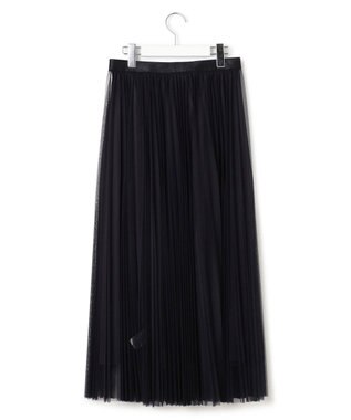 23区 L 【洗える】チュール プリーツ スカート ネイビー系