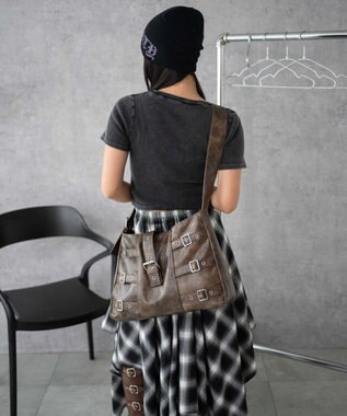 WEGO ベルトデザインBIGショルダー ブラウン