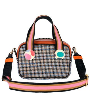 tsumori chisato CARRY マルチチェック 2way ミニボストン ハンドバッグ ショルダーバッグ ブルー