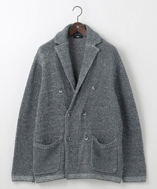 JOSEPH ABBOUD 【キングサイズ・イタリア糸使用】コットンリリヤーン ニット ジャケット ネイビー系